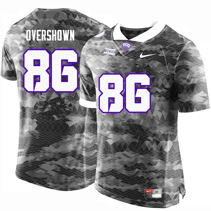 Men #86 Gary Overshown TCU Horned Frogs College Football Jerseys-Gray - Click Image to Close